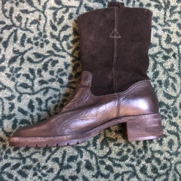 Ralph Lauren Freja Black Leather Winter Boots Sz 4.5 - Picture 4 of 12